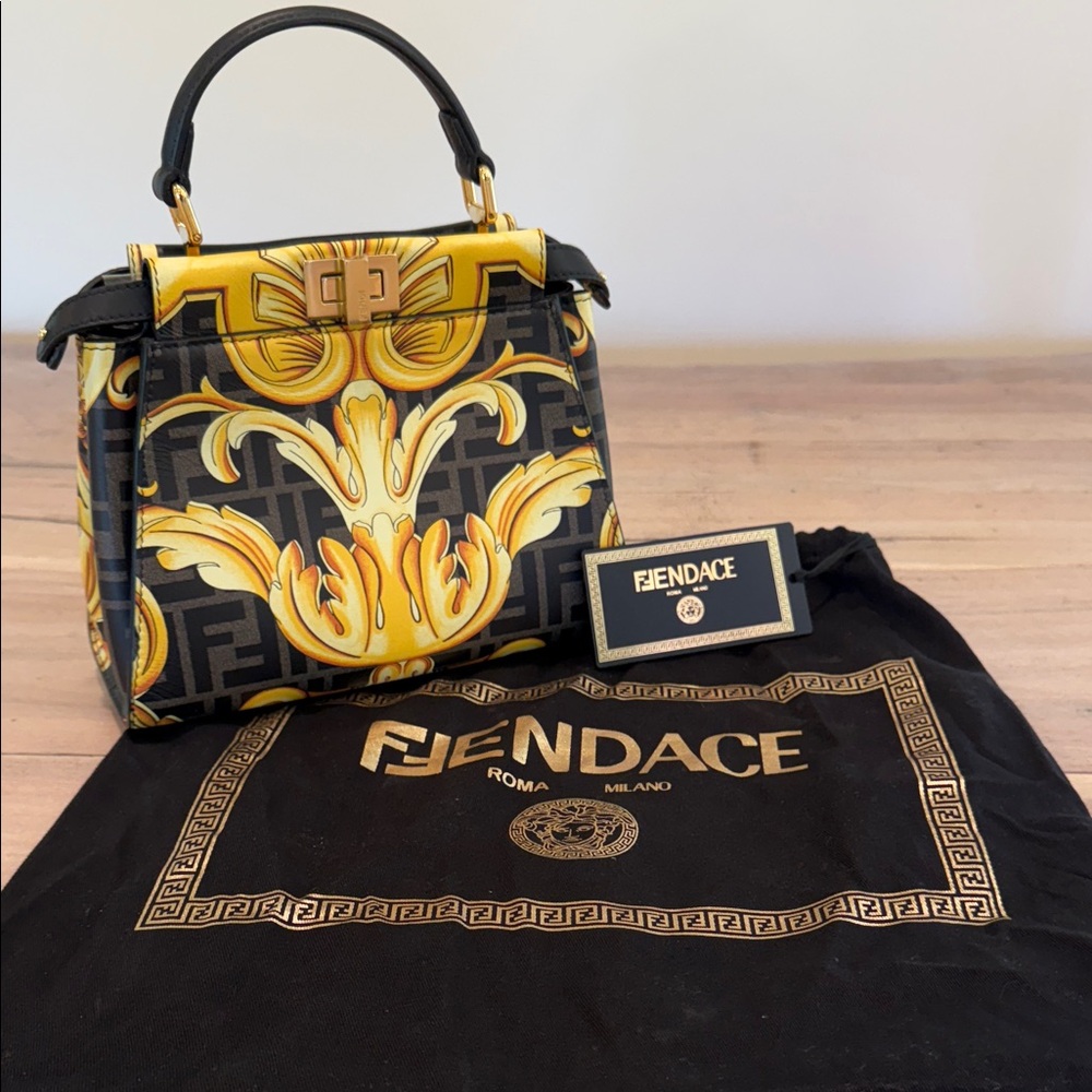 Women's Black and Yellow Handbag